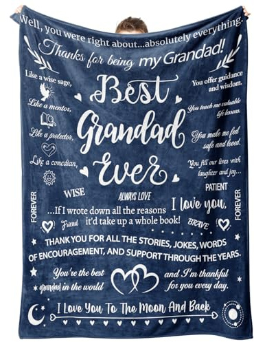 musaecoin Fathers Day Grandad Gifts, Grandad Birthday Gifts - To My Granddad Gifts from Grandkid Blanket, Gift for Grandfather, Presents for Grandpa, Best Granddad Ever Blanket for Birthday
