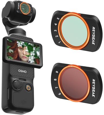 REYGEAK Osmo Pocket 3 Kit de filtres VND variables ND 2-32 (1-5 arrêt) et ND 64-512 (6-9 arrêts) compatible avec DJI Osmo Pocket 3, cadre en alliage d'aluminium