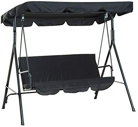 Outdoor Swing Canopy Replacement Porch Top Cover for Patio Yard Seat Swing Glider Protector for Garden Poolside Balcony Backyard 74.80 X 51.97 X 5.91 Inch (Black) (Color : Black)