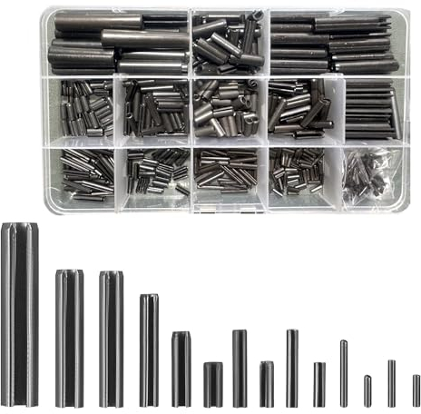 602 Pcs Roll Pins Assortment Set,Steel Slotted Spring Roll Pins Assorted,Small Hollow Metal Split Spring Pins Mixed Sizes Kit(M1.5/M2/M2.5/M3/M4/M5/M6/M8)
