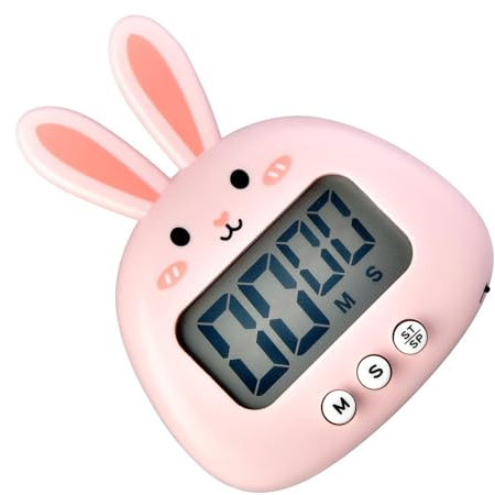 Kitchen Timer, Digital Timer for Cooking Bunny Egg Digital Kitchen Desk Cooking Classroom for Teacher Magnetic Countdown (Pink)