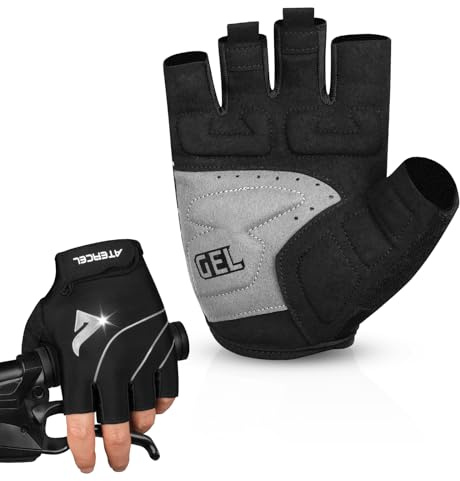 ATERCEL Bike Gloves Men Women Cycling Gloves with 5mm SBR Padded for Road Mountain Bike Riding Glove Breathable Elastic Back Bicycle Glove(Black,XL)