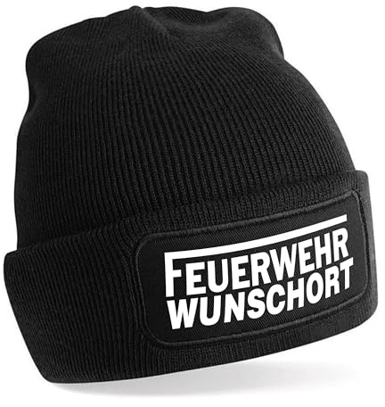 Herzbotschaft personalisierte Beanie Strickmütze mit Wunschort | Feuerwehr | | Farbwahl | Unisex SoftTouch angenehm weiche und warme Wintermütze | OneSize Einheitsgröße für Erwachsene