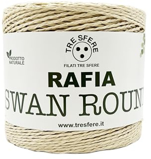 Rafia Swan Round 100% ecologica da 150g - 250 metri per le tue borse handmade estive o cappelli (-ecru - ROUND)