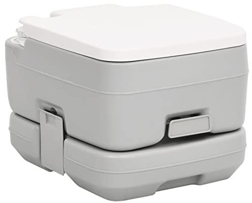 Tragbare Camping-Toilette, Grau und Weiß, 10+10 l HDPE, tragbare Toilette, Töpfchenklo für Poolparty, Camping, Wohnwagen, Picknick und Festivals