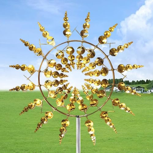 Magische Windmühle | Einzigartige und Magische Metall Windmühle | Metall-Windmühle | Windbetriebene Kinetische Skulptur Wind Spinner für Hof und Garten Windfänger Außenterrassendekoration