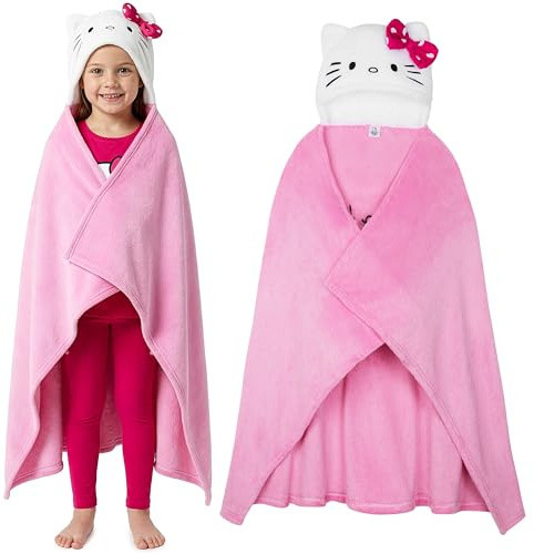 Hello Kitty Sanrio Manta con Capucha para Niñas Adolescentes, Kuromi Cinnamoroll Manta Polar Sofa Cama 90x130cm, Regalos Anime