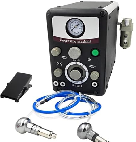 YMAOMAO Máquina grabadora neumática de Joyas, máquina grabadora neumática de Doble Cabezal, Herramienta micrograbadora de Pieza Manual, Grabador de joyería Artesanal
