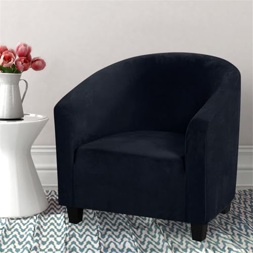 Hearda Samt Clubsessel Bezug, Sesselbezug Cocktailsessel Bezug Weich Stretch Sesselhusse 1 Teilig Universal Modern Sesselüberwurf für Esszimmer Wohnzimmer Café Büro (Schwarz)