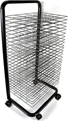 FLTRGO Kunsttrocknungsregal- 25 Flexible Regale, Mobiles, Solides Metall, Schwarzes, Leistungsbeschichtetes Design, Ideal Für Schulen Und Kunstclubs.Trocknen Von Druckregalen