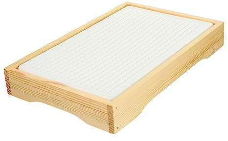 Cabilock Seafood Cold Tray and Sushi Ice Plate Rectangular Food-Grade Chilled Serving Platter with Large Wooden Base for Restaurant and Home Use to Keep Salmon and Seafood Fresh