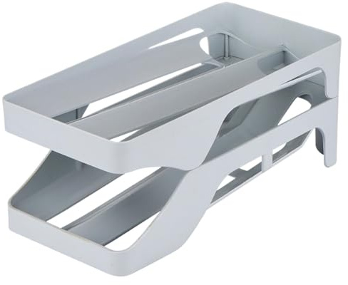 Xistuoz Bandeja de huevos para refrigerador, estante de almacenamiento rodante de 2 capas, organizador de huevos de cocina reutilizable para armarios, gallinero