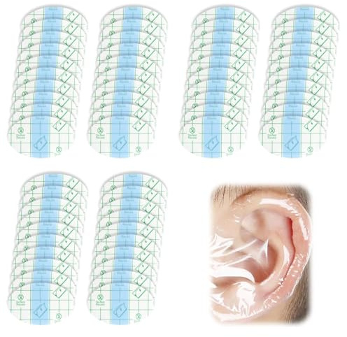 60Pcs Waterproof Ear Covers - Clear Ear Stickers Patches for Shower Swimming Surfing Snorkeling Water Sports, Breathable Protection for Baby Kids Adults