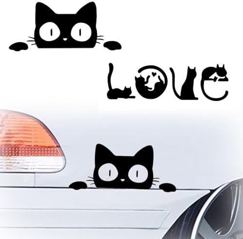 COYUN Adesivi per Auto Decalcomanie con Gatti in Vinile, Decorazione Cartone Animato per Vetri ed Esterni