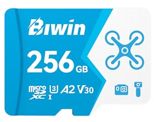 Biwin MS160 MicroSDHC UHS-I Speicherkarte 256GB - Lesen bis zu 160 MB/s - A1 V30 U1 Klasse 10 4K UHD Videos für Videoaufnahmen von Smartphones/Tablets/Digitalkamera Canon Sony