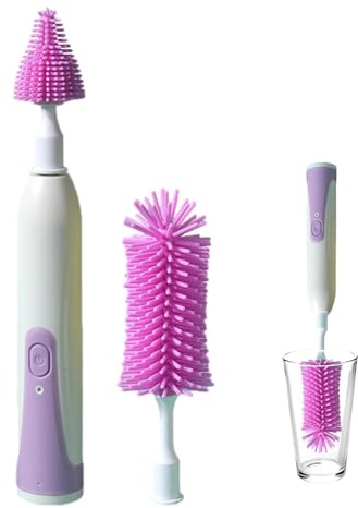 Elektrischer Silikon-Flaschenreiniger, wasserfest, Nursing & Nipple Brush, 360 ° Reinigung, 1200 mAh, wiederaufladbar, für einfache Aufbewahrung und Transport