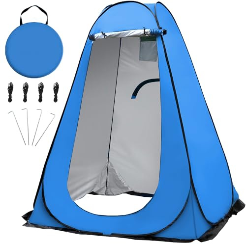 Pop-up Duschzelt, Tragbarer Umkleideraum für den Strand, UV für den Außenbereich, UV-Duschkabinenzelte für Wandern am Strand Camping, Picknick-Angeln im Freien, 150 x 150 x 190 cm (Blau)