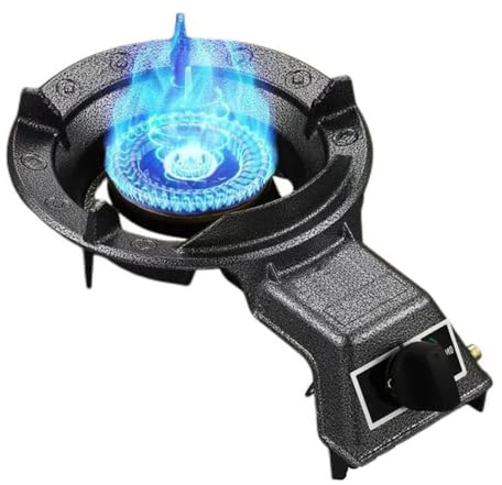 THEGA Stufa A Gas - Fornello A Gas A Porta Singola da 6,2 KW, Fornello A Gas Portatile da Tavolo, Fornello da Campeggio, Griglia per Pentole in Ghisa, con Protezione Anti-spegnimento(NG)