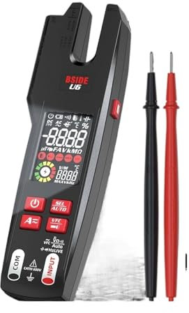 TIEOAXFT Pince ampèremétrique numérique à Fourche DC/AC 600 A, ampèremètre Professionnel, Pince, testeur de Courant T-RMS, multimètre Automatique(Clamp Meter Kits)