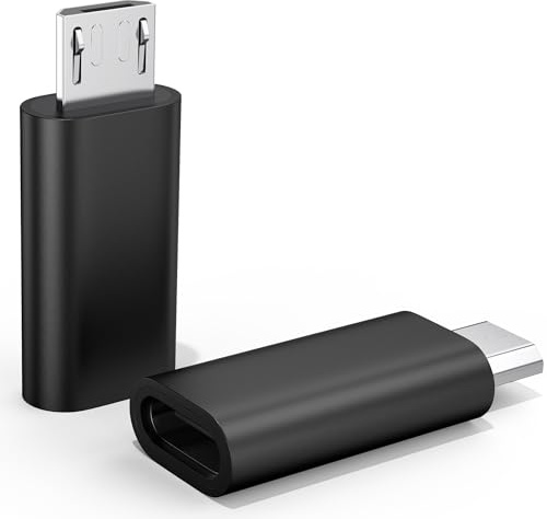Amzpas 2 PEZZI Adattatore Micro USB a USB C, Adattatore Trasferimento Dati, per Galaxy S7/S7 Edge/S6/J7, LG G4, Hua Wei P10/ P9 Lite (Nero)