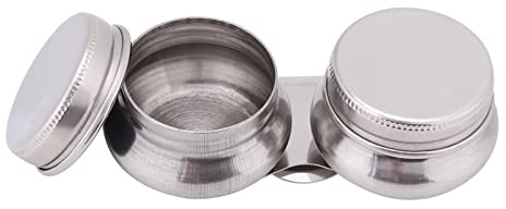 KooingTech Oil Paint Palette Cup, Stainless Steel Palette Cup, Wet Palette Double Spoon with Lid and Clips for Turpentine Acrylic Oil Paint