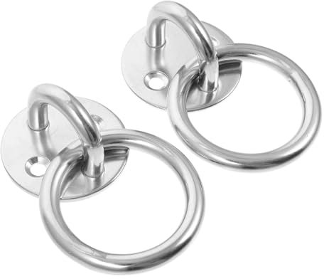 YOSADIER Lot De 2 Kits De Fixation Pour Hamac En Acier Inoxydable Crochet à Œil Rond 8mm, Plaque Suspendre Murale Ou Plafond, Support Robuste Pour Balançoires Et Chaises Suspendues