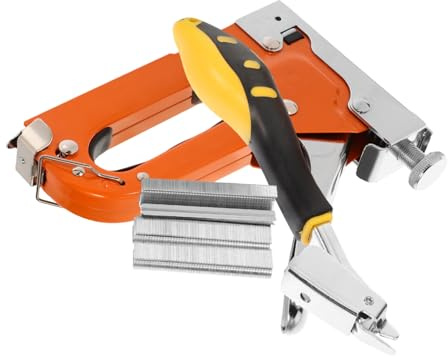 HOMSFOU 1 Juego Grapadora Manual para Madera con Extractor y Grapas Herramienta de Fijación para Carpintería y Decoración