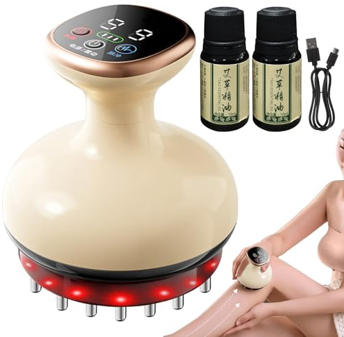 Trveqhk Cellulite Massage Device - Electric Scraping Massager - 9-Level Adjustable Heated Electric Intelligent Muscle Care Tool for Full Body Belly Abdomen Buttocks Thighs Neck