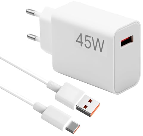 45W USB Ladegerät Netzteil für Note 14 5G 13 12 11 Pro, Schnellladegerät USB Power Handy Ladegeräte 45W mit 6A Typ C Ladekabel 2M, Ladegeräte für 14T Pro Poco X7 M7Pro M6 Pad 7