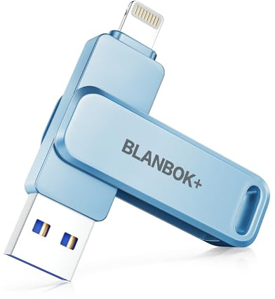 BLANBOK+ Apple MFi-zertifizierter USB Stick für Handy,3-in-1-Flash-Laufwerk für iPhone, iPad, Android & PC, Highspeed USB 3.0 Speicher,Fotos&Daten‑Backup Speicherstick (Blau, 512, GB)
