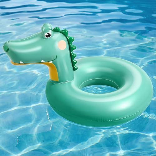 MoKo Inflatable Swimming Ring Float for Kids, 70#, Green Dinosaur