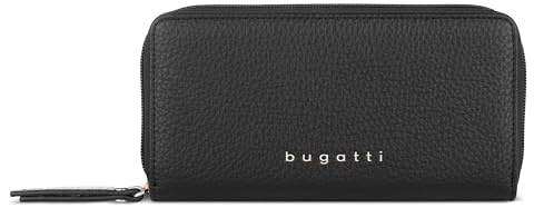 bugatti Elina Portamonete da Donna Lungo con Cerniera – Portafoglio in Similpelle - Nero