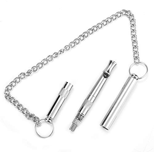Agatige Dog Training Whistle, 12.5cm Adjustable Frequency Dog Whistle Silent Bark Control Tool with 22cm Chain for Training Recall