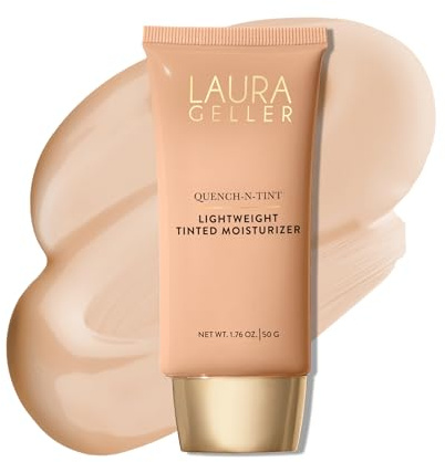 LAURA GELLER NEW YORK Quench-n-Tint Hydrating Foundation - Light - Sheer to Light Buildable Coverage - Natural Glow Finish - Lightweight Formula with Hyaluronic Acid