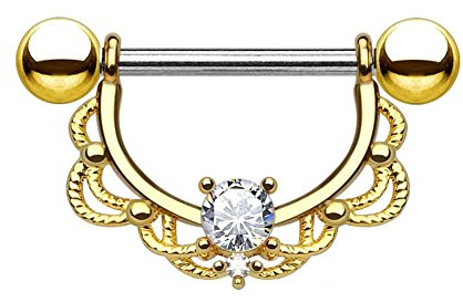 beyoutifulthings FILIGRANER Bogen Brustwarzen-Piercing Intim-Piercing Nippel-Piercing Opal Edelstahl Gold Silber ROSÉGOLD 1,2mm / 1,6mm 16mm
