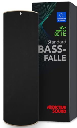 Addictive Sound Bassfalle Rund Standard, Bass Trap 80-210 Hz, Schwarz | 98x30 cm, Akustikwolle-Kern, stapelbar und freistehend für Raumecken, EU-produziert, 36 Monate Garantie