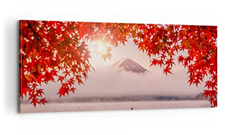 Panorama Bilder auf Leinwand 100x40cm Leinwandbild mit Rahmen Vulkan See Groß Wanddeko Bild Schlafzimmer Küche Wandbilder Dekoration Wohnzimmer Wall Decor Canvas Wand Kunstdruck Art AB100x40-4107