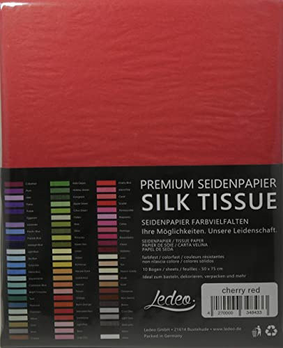 Ledeo Silk Tissue - Premium Seidenpapier, 10 Blatt (50 x 75 cm), Cherry Red, Dekoration