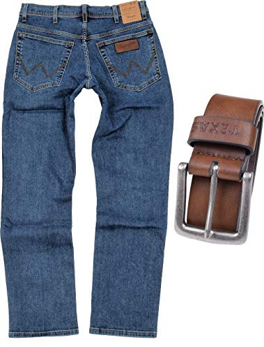 Wrangler Texas Stretch Herren Jeans Regular Fit inkl. Gürtel