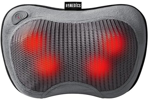 HoMedics®Cordless Shiatsu All-Body Massage Pillow with Soothing Heat, Reverse Function, Rechargeable Battery, and Integrated Controls –Lightweight