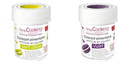 2 coloranti alimentari in polvere - verde lime-viola