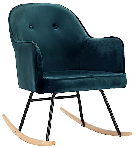 vidaXL Schaukelstuhl Schwingsessel Relaxstuhl Schwingstuhl Stuhl Polsterstuhl Wippstuhl Schaukelsessel Sessel Relaxsessel Blau Samt