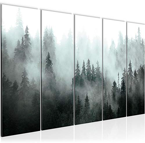 Runa Art Bild Wald Natur Wandbilder auf Vlies Leinwand 5 Teilig Wanddekoration Wohnzimmer Schlafzimmer 032356b