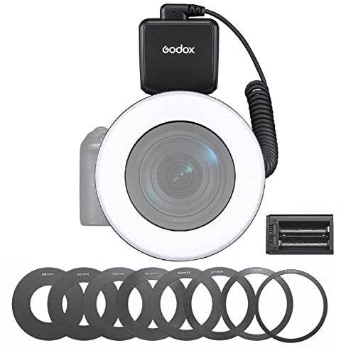 GODOX RING72 Macro LED Video Light Professional Photography Fill Light 72pcs LED Bead Color Temperature 5600K 10 Levels Adjustable Brightness with Adapter Ring 49mm-77mm