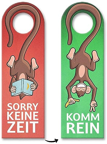 Sorry keine Zeit oder komm rein Türhänger mit lustigem Affe witziger Türhänger für die Zimmertüre um anzuzeigen ob Eintritt gewährt ist keine Zeit muss lernen