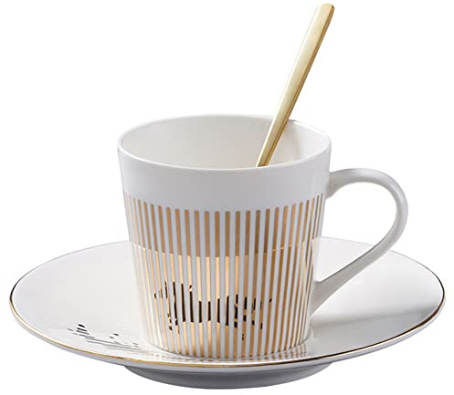 Hansyelect Kaffeetasse und Untertasse, 240 ml, Spiegelbecher, kreative Kunst, Mirage, umgekehrtes Bild, Tasse, Luxus-Porzellan, Teetasse, Untertasse für Kaffee, Milch, Cappuccino, Espresso, Tee,