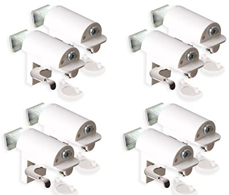 KLEMMFLEX Klemmhalter für Jalousien, Jalousie Halterung ohne Bohren, zum Klemmen, 8 Stück, Weiss, Stabiler Klemmträger mit Metallbügel, verstellbar von 4-25 mm, für Fenster und Balkontüren