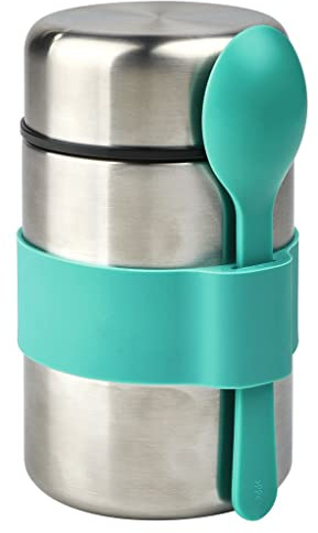 moses. Fernweh Thermobehälter für Essen – Warmhaltebehälter Türkis aus rostfreiem Edelstahl, Vakuumisolierte Lunchbox mit Löffel, Thermogefäß 400ml Fassungsvermögen, 82496