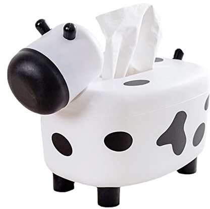 Surakey Kosmetiktücherbox Kunststoff Taschentuchbox Halter,Süße Kuh Taschentuchspender Cartoon Tissue Box Toilettenpapierhalter Papierhandtuch Box für Esszimmer Badezimmer Schlafzimmer Auto Büro