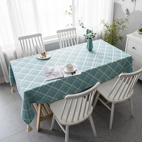XQSSB Mantel Mesa Rectangular Impermeable Cubremesa Algodón y Lino Suave Transpirable para de Hogar Picnic del Hotel Tienda de Café Verde 100 × 160cm